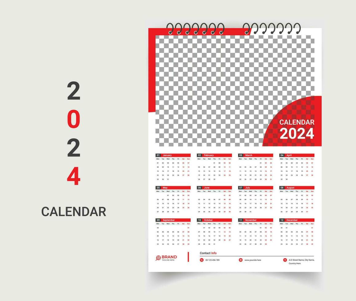 criativo parede calendário modelo Projeto vetor