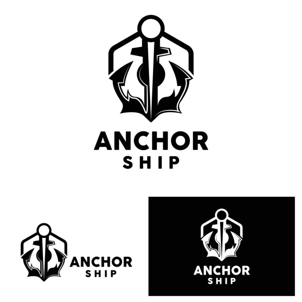 âncora logotipo simples elegante Projeto marinho navio vetor ícone símbolo ilustração