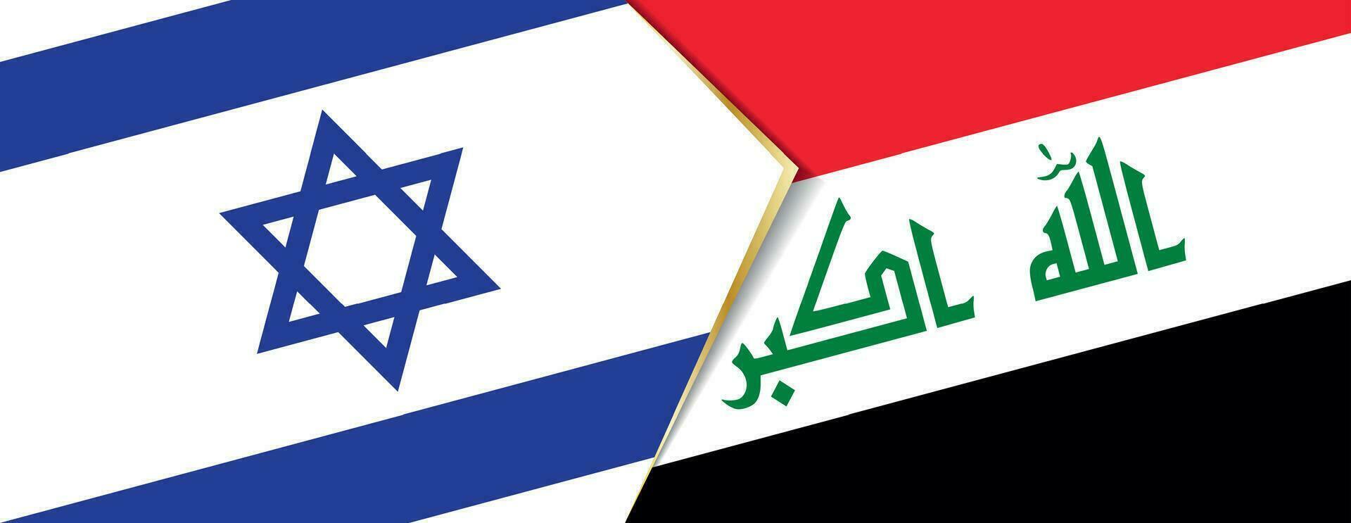 Israel e Iraque bandeiras, dois vetor bandeiras.