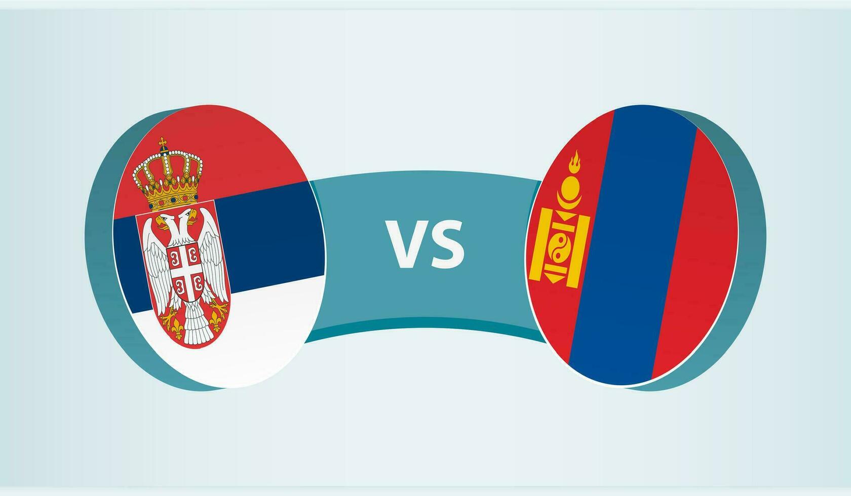 Sérvia versus Mongólia, equipe Esportes concorrência conceito. vetor