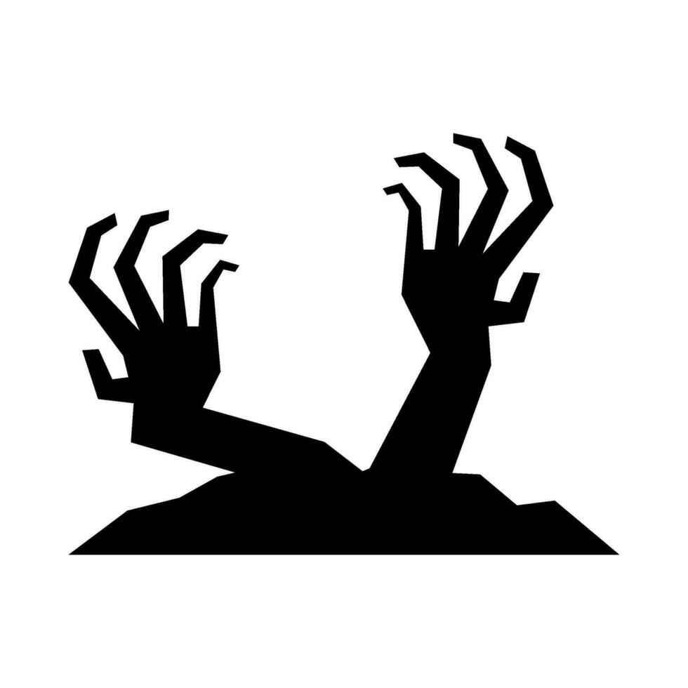 silhueta ilustração do uma arrepiante Morto-vivo mão vetor