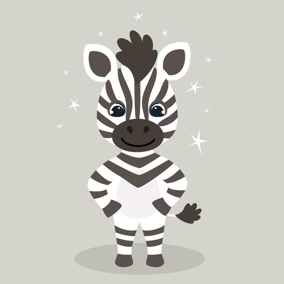 vetor ilustração do fofa zebra. crianças personagem. vetor ilustração.