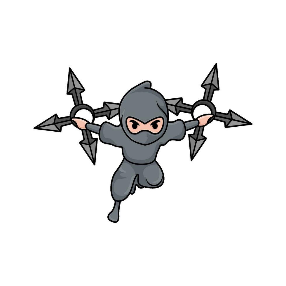 Shuriken dentro mão ninja ilustração vetor