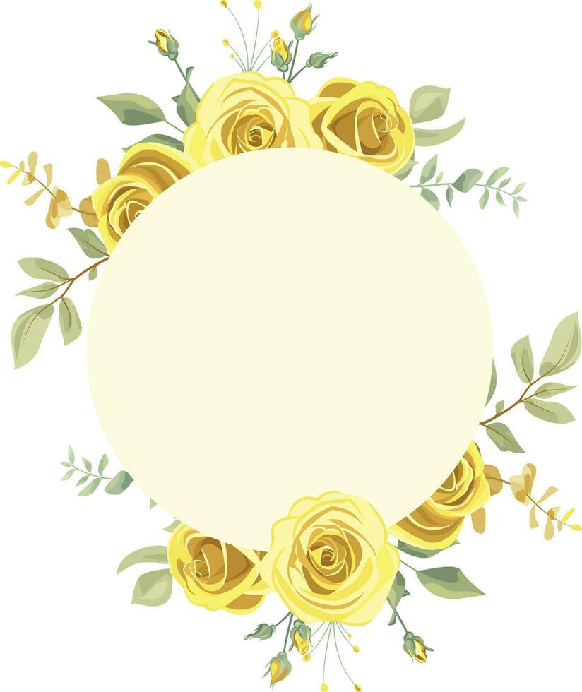 ilustração do floral quadro, Armação com amarelo e verde rosa folhas, para Casamento estacionário, saudações, papel de parede, moda, fundo, textura, invólucro vetor