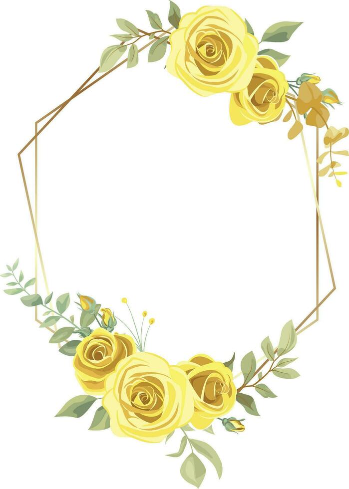 ilustração do floral quadro, Armação com amarelo e verde rosa folhas, para Casamento estacionário, saudações, papel de parede, moda, fundo, textura, invólucro vetor