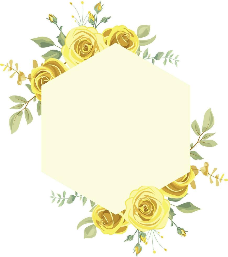 ilustração do floral quadro, Armação com amarelo e verde rosa folhas, para Casamento estacionário, saudações, papel de parede, moda, fundo, textura, invólucro vetor