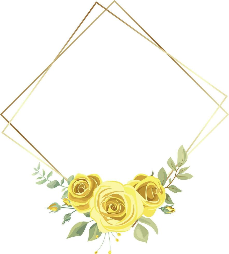 ilustração do floral quadro, Armação com amarelo e verde rosa folhas, para Casamento estacionário, saudações, papel de parede, moda, fundo, textura, invólucro vetor