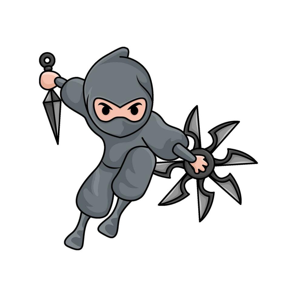 kunai com Shuriken dentro ninja ilusão vetor