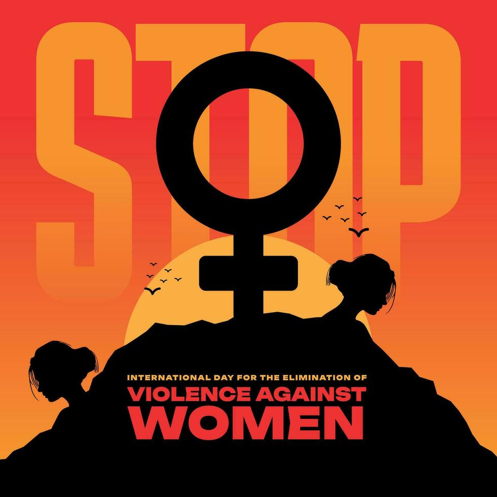 internacional dia para a eliminação do violência contra mulheres social meios de comunicação postar bandeira modelo vetor