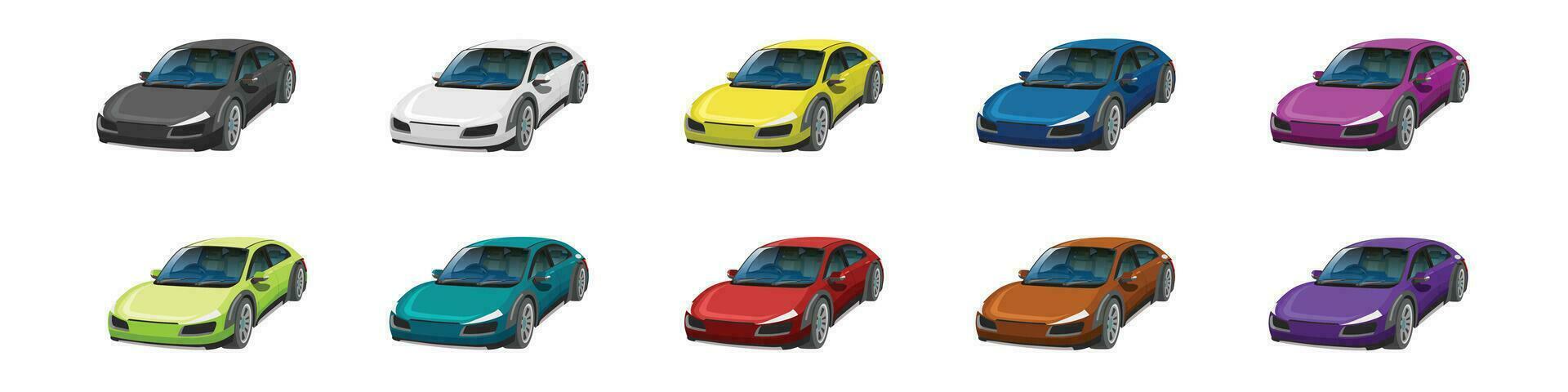 vetor ou ilustrador do perspectiva sedan carros colorida coleção. colorida carros com separado camadas. em isolado branco fundo.
