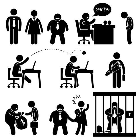 Pictograma do sinal do símbolo do ícone do gerente da situação do local de trabalho do escritório de negócio. vetor