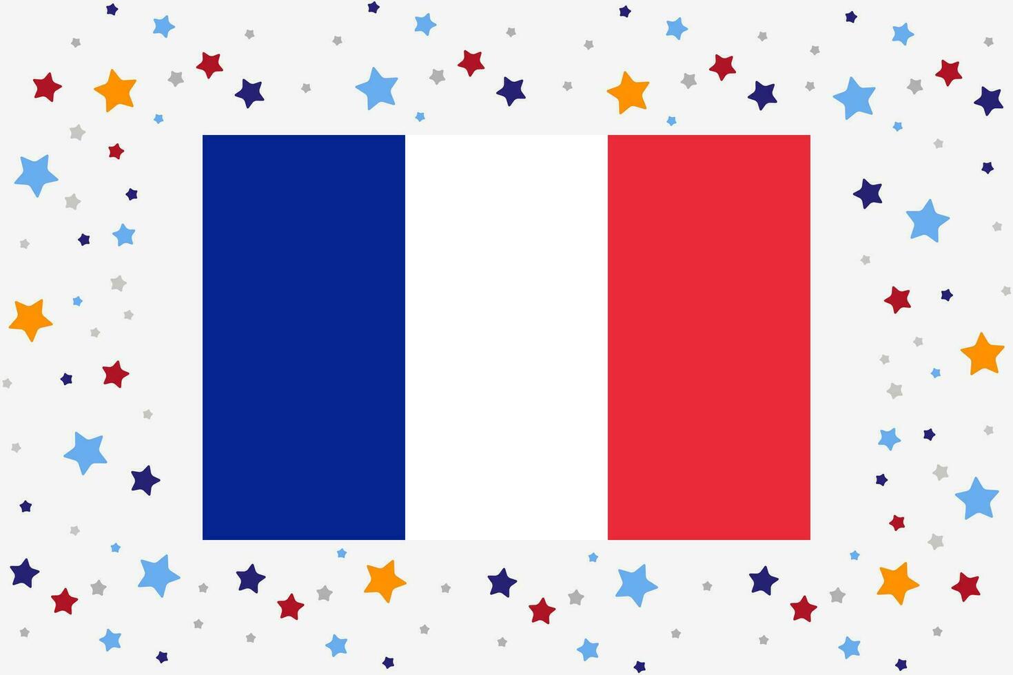 França bandeira independência dia celebração com estrelas vetor