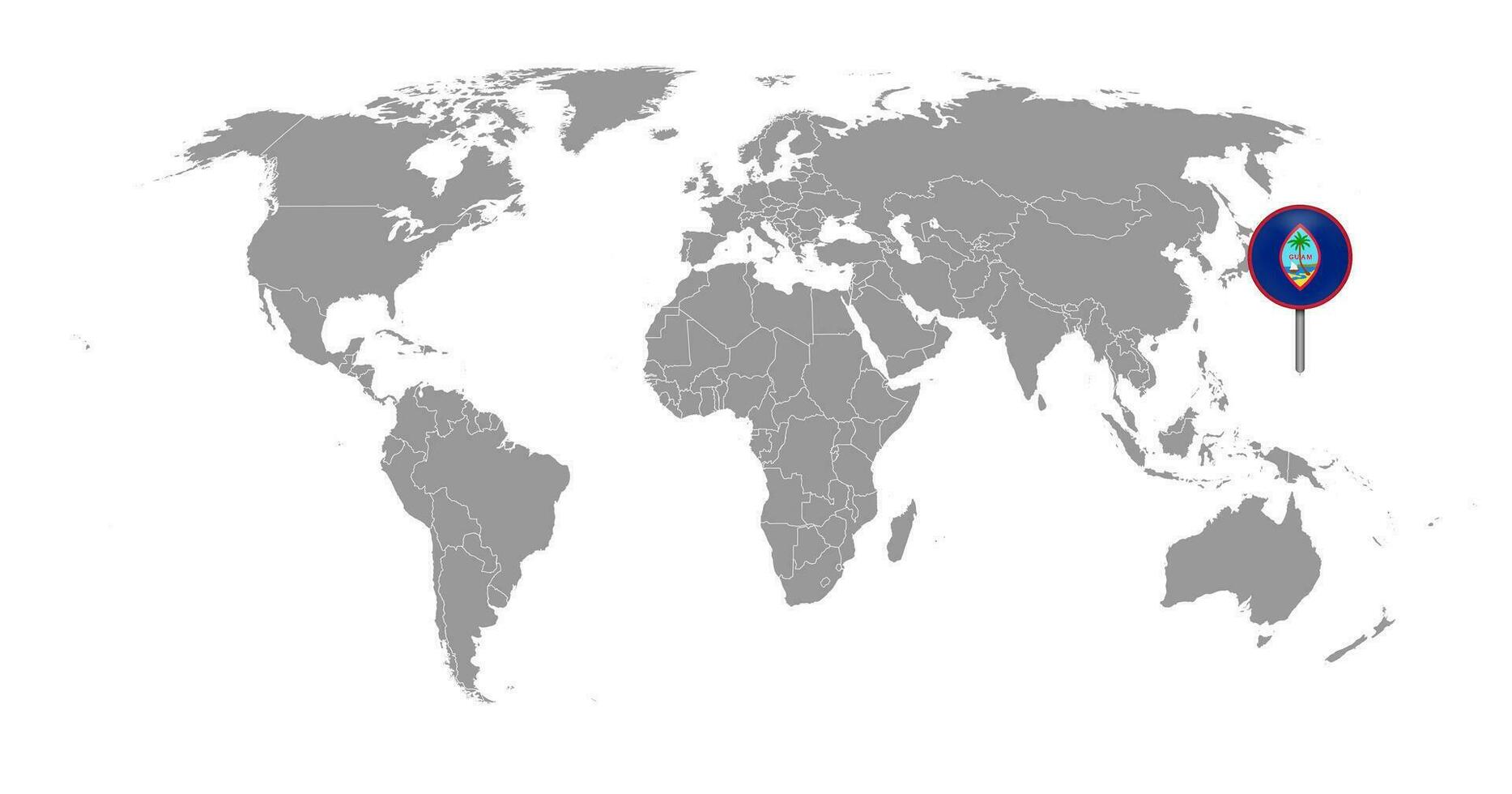 pin mapa com bandeira de guam no mapa do mundo. ilustração vetorial. vetor