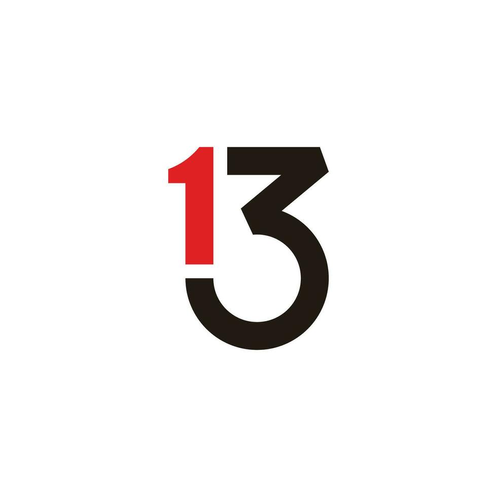 número 13 simples geométrico colorida geométrico logotipo vetor