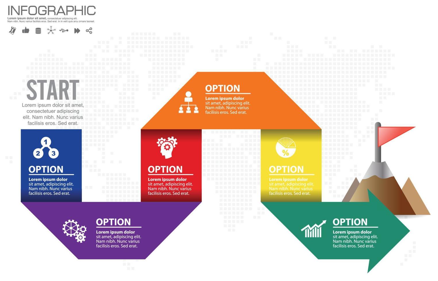 infográficos de negócios para layout de fluxo de trabalho, banner, diagrama, opções de número, opções de intensificação, design web. vetor