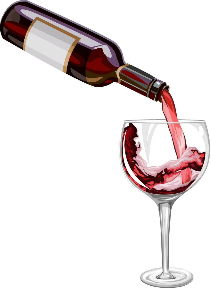 vetor do vinho ser derramado dentro vidro.