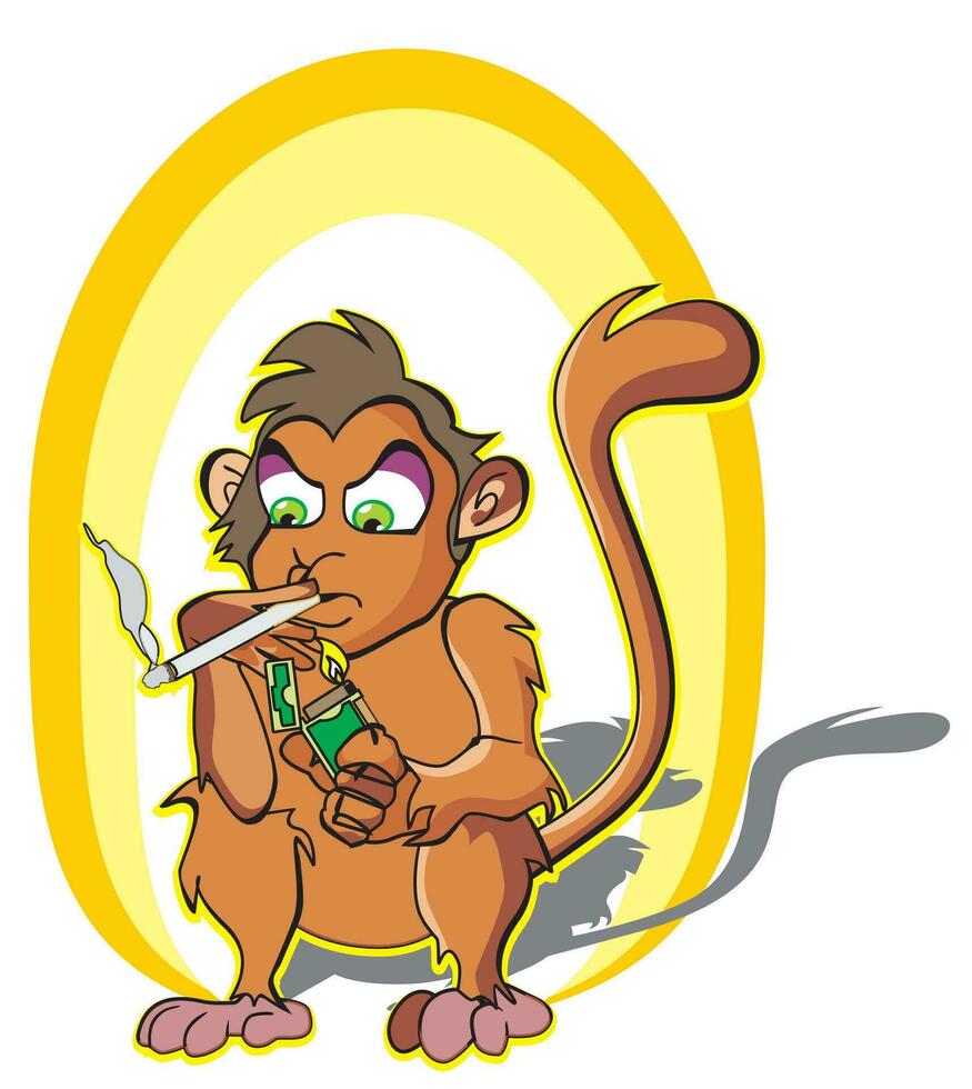 macaco fumar, ilustração vetor