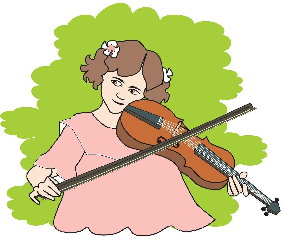 menina jogando a violino, ilustração vetor