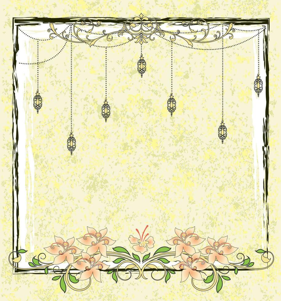 cartão de convite vintage com design floral abstrato retrô elegante ornamentado vetor