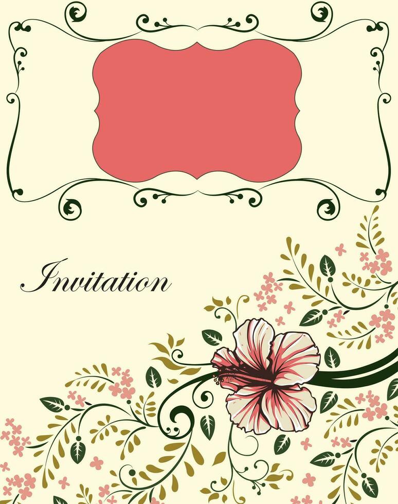 cartão de convite vintage com design floral abstrato retrô elegante ornamentado vetor