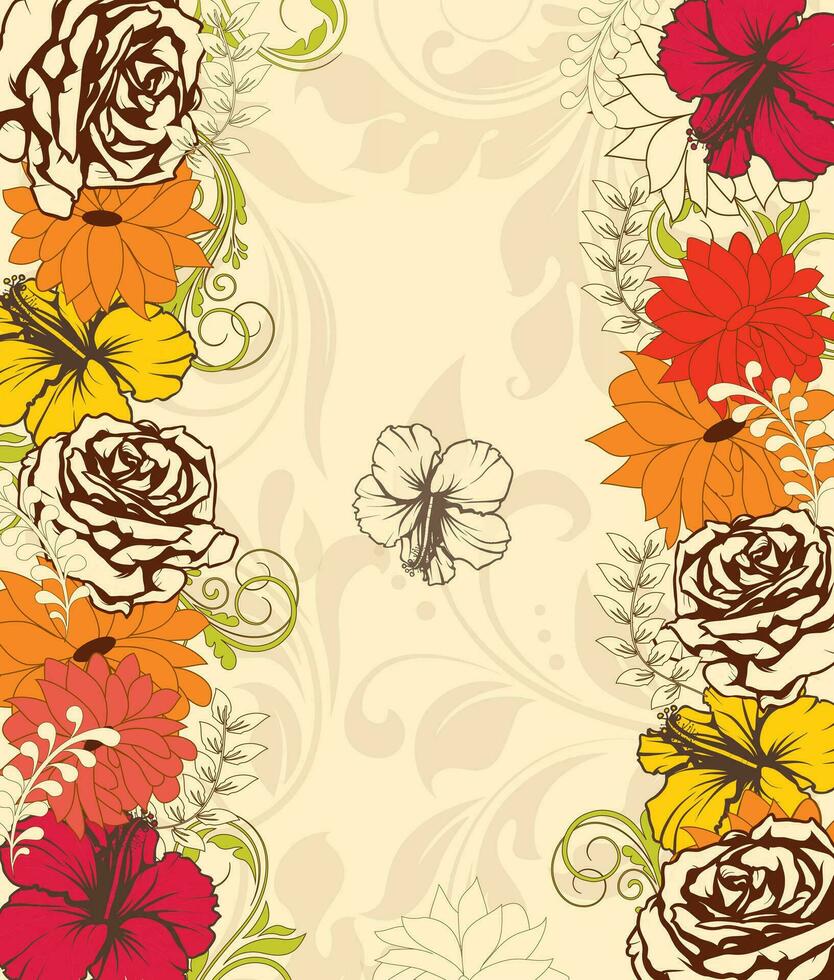 cartão de convite vintage com design floral abstrato retrô elegante ornamentado vetor