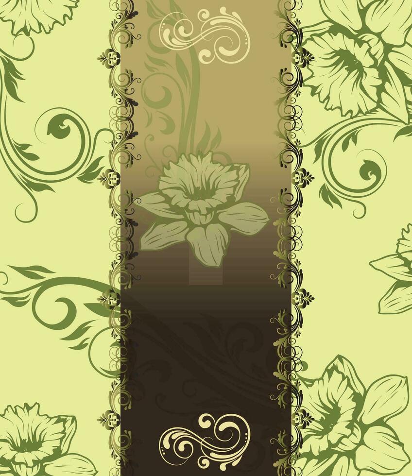 cartão de convite vintage com design floral abstrato retrô elegante ornamentado vetor