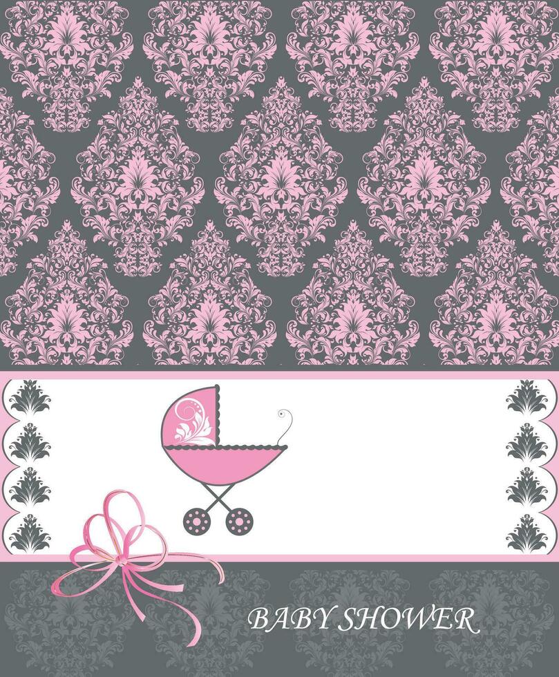 vintage bebê chuveiro convite cartão com ornamentado elegante retro abstrato floral Projeto vetor