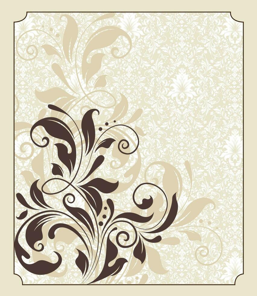 cartão de convite vintage com design floral abstrato retrô elegante ornamentado vetor