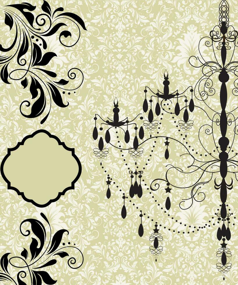 cartão de convite vintage com design floral abstrato retrô elegante ornamentado vetor