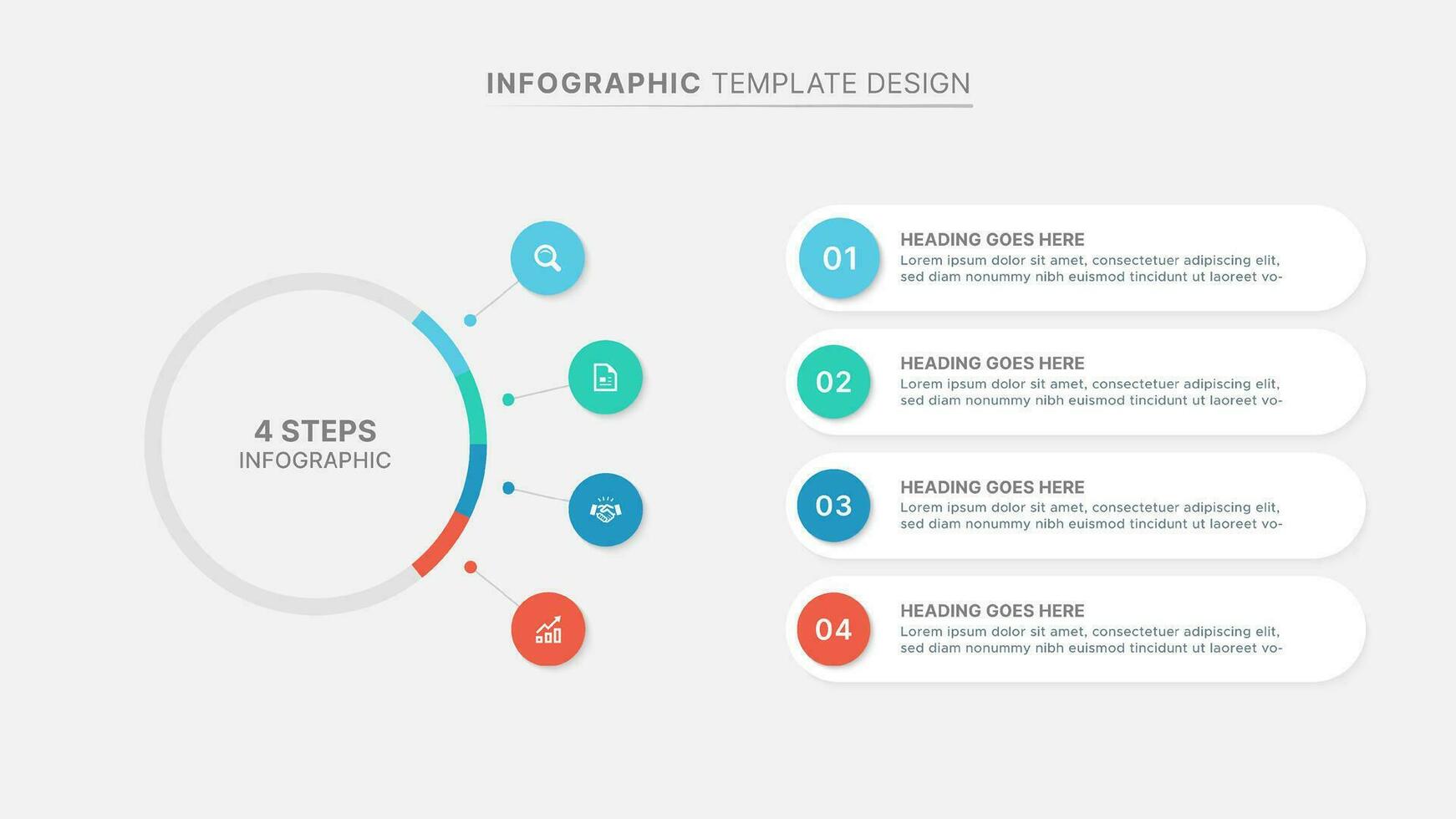 circular disposição volta infográfico Projeto modelo com 4 opções vetor