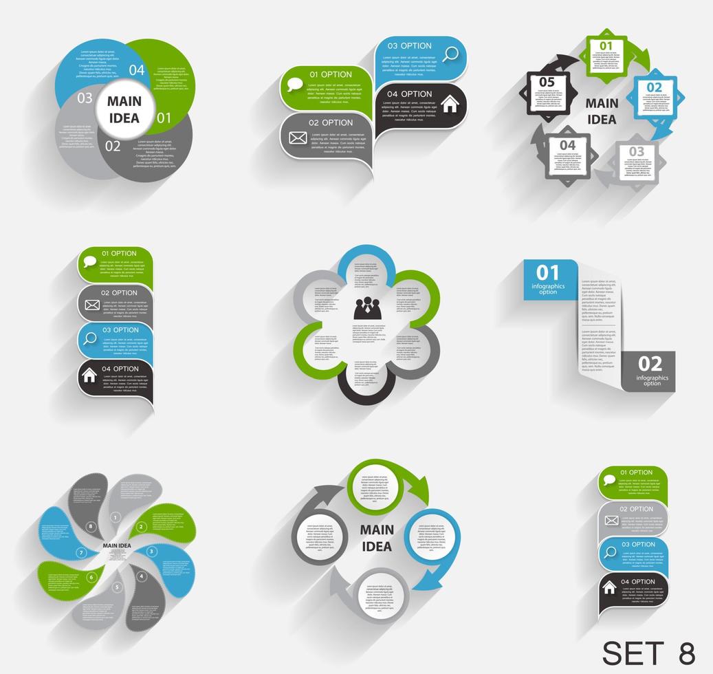 coleção de modelos de infográfico para ilustração vetorial de negócios vetor