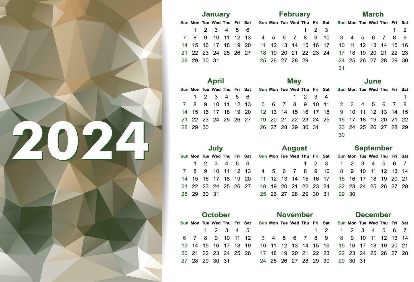 simples calendário para 2024 ano. vetor