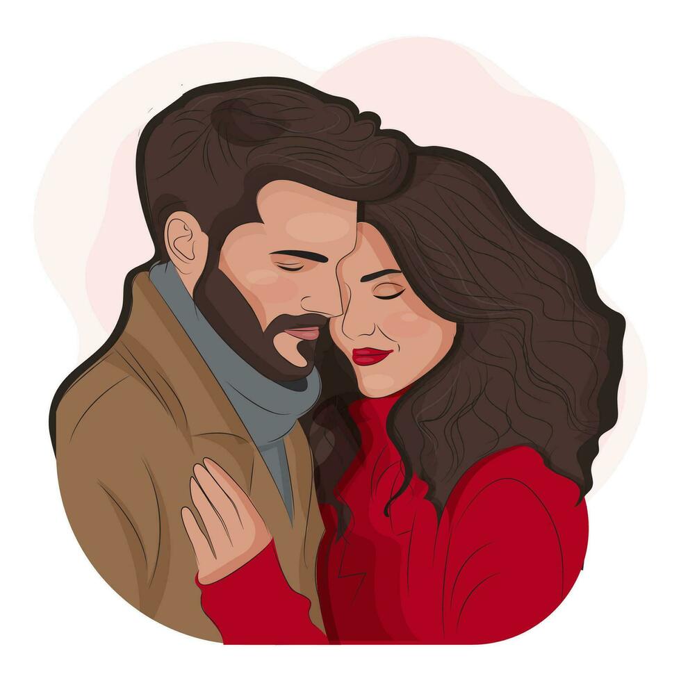 lindo casal em dia dos namorados dia, amor e relação. vetor ilustração.