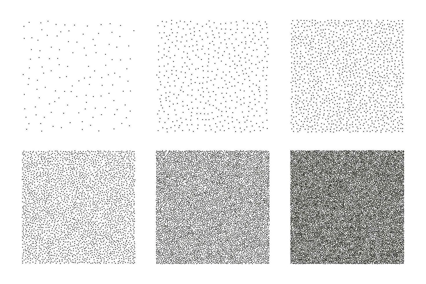 clipart conjunto do seis gradiente quadrados dentro meio-tom estilo. pontilhado vetor padrões, grunge areia textura em uma luz fundo.