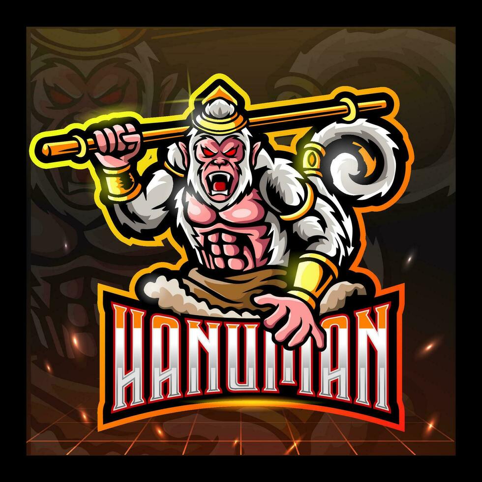 design de logotipo hanuman mascote esport vetor