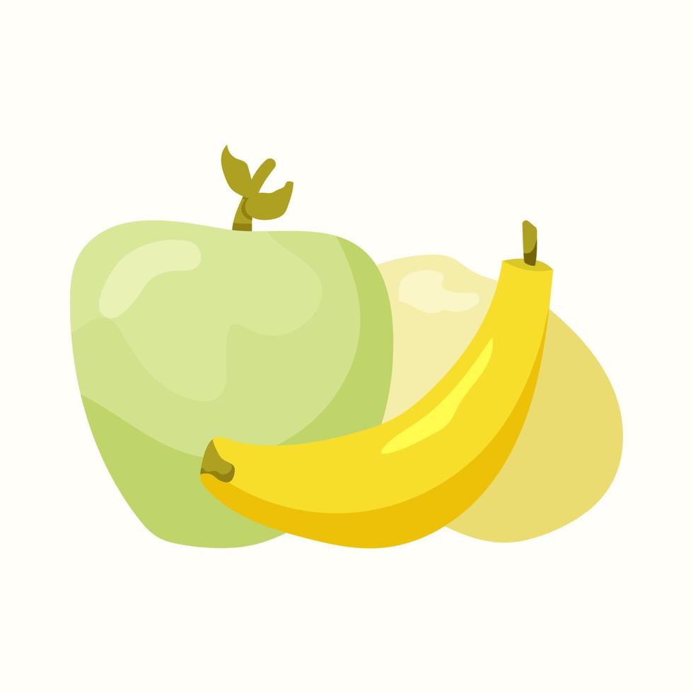 frutas maduras. maçã, banana, manga. ilustração vetorial em estilo simples vetor