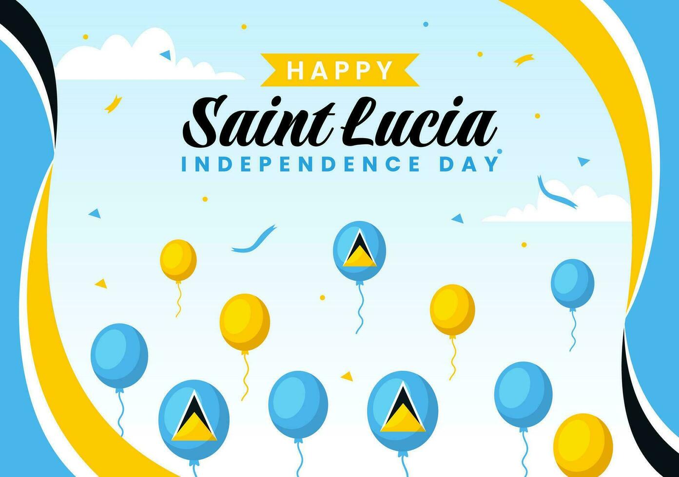 santo lucia independência dia vetor ilustração em fevereiro 22 com acenando bandeira dentro nacional feriado celebração plano desenho animado fundo Projeto