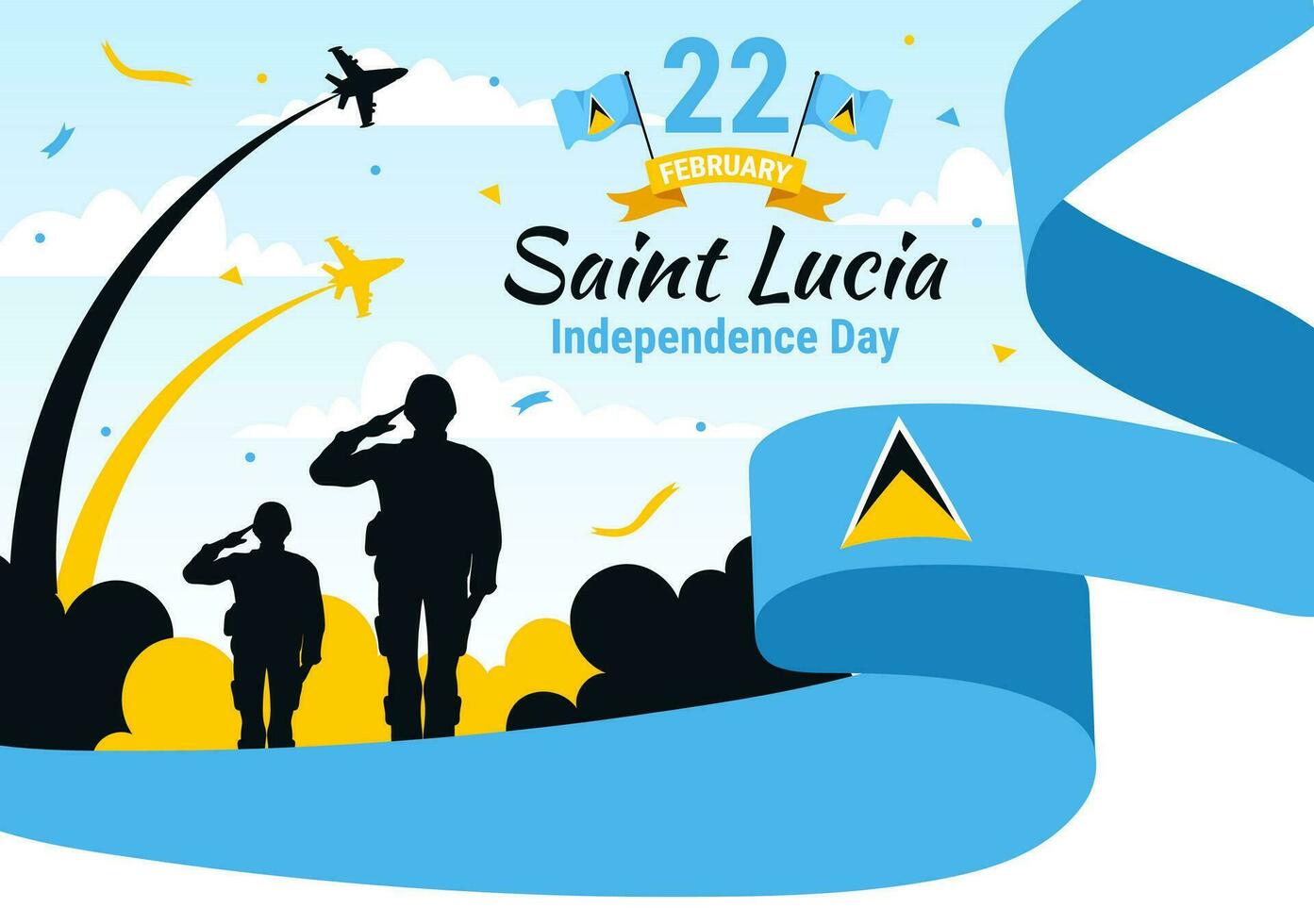 santo lucia independência dia vetor ilustração em fevereiro 22 com acenando bandeira dentro nacional feriado celebração plano desenho animado fundo Projeto