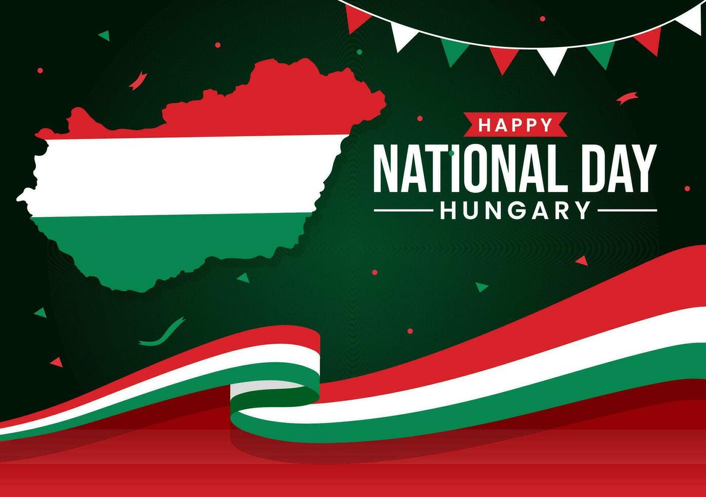 feliz Hungria nacional dia vetor ilustração em 15º do marcha com Hungria bandeira dentro plano feriado celebração desenho animado fundo Projeto