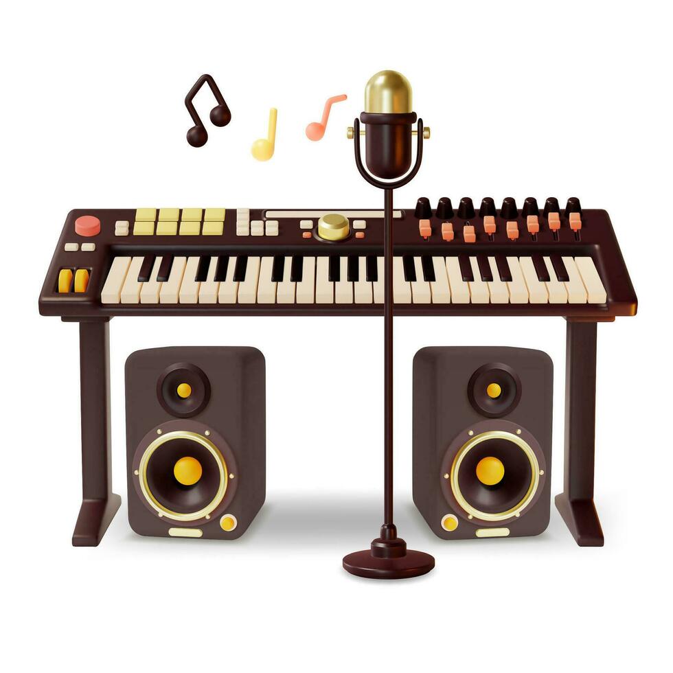 3d show musical equipamento conceito desenho animado estilo. vetor