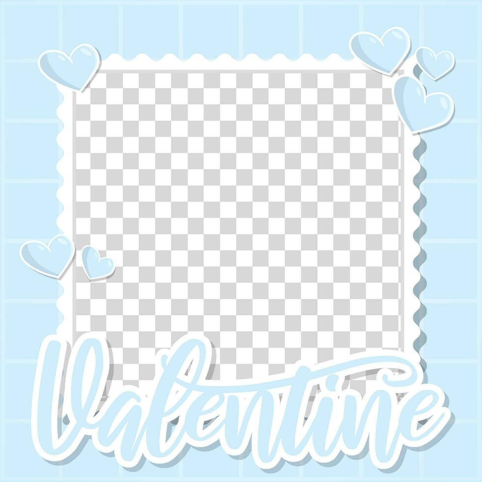 em branco foto quadrado quadro, Armação feliz namorados dia estilo azul amor modelo Projeto vetor ilustração