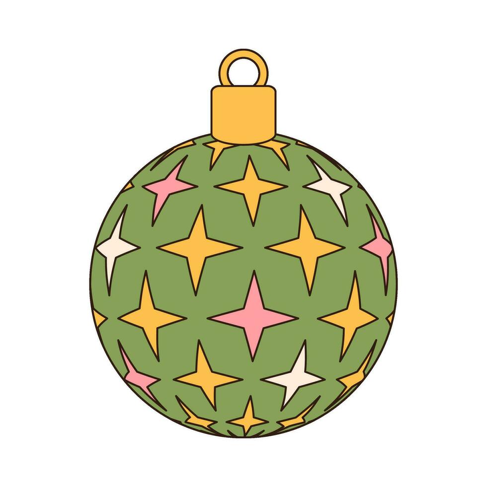 groovy retro Natal bola. alegre Natal retro estilo vetor ilustração ícone