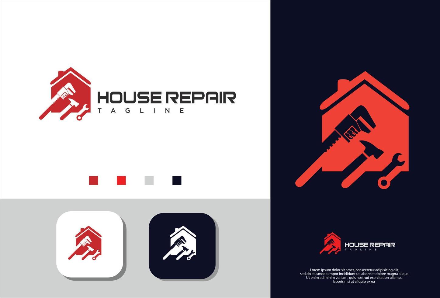conjunto de ilustração em vetor design de logotipo de reparo em casa. design de logotipo de reforma de casa