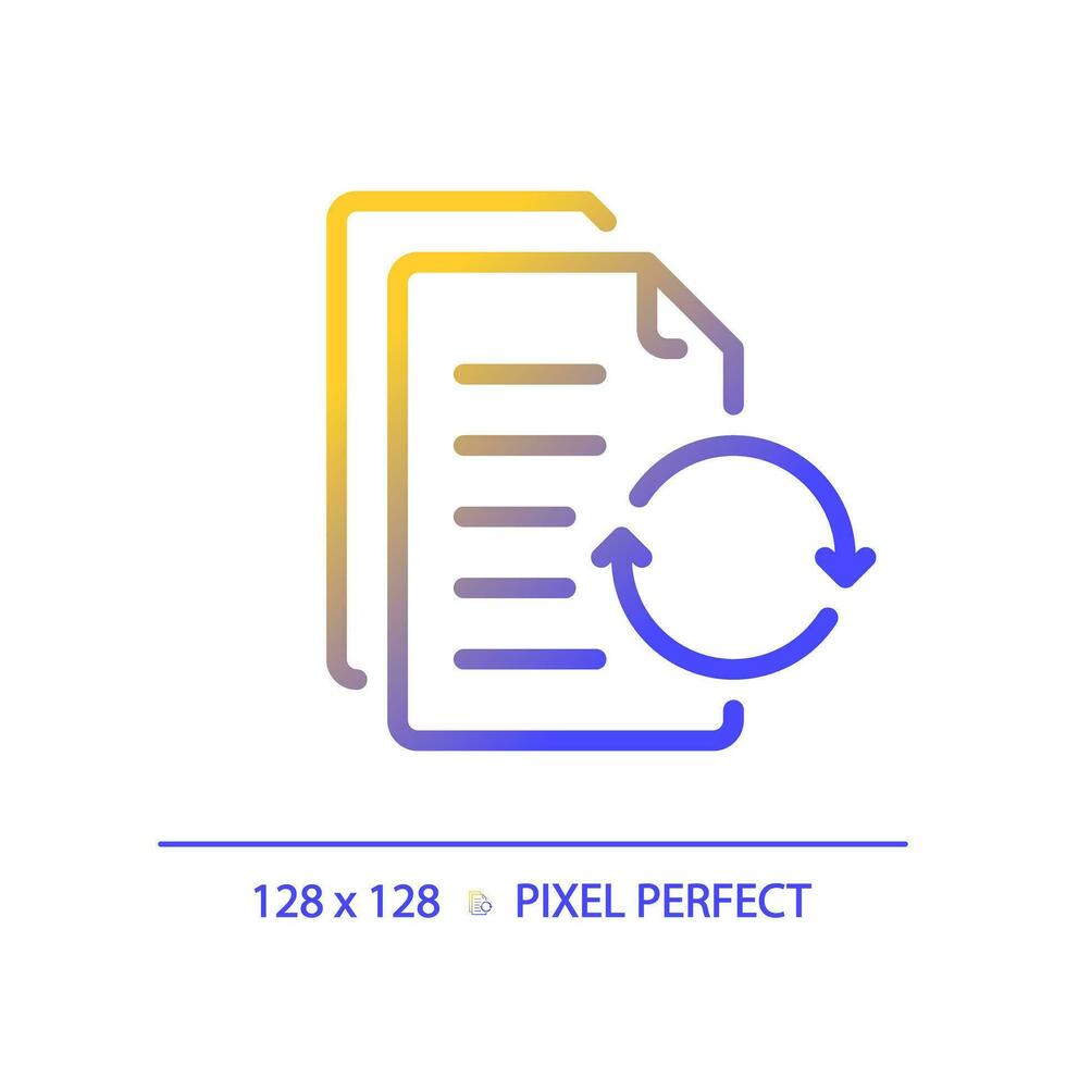 2d pixel perfeito gradiente documento ícone, isolado vetor, fino linha ilustração. vetor
