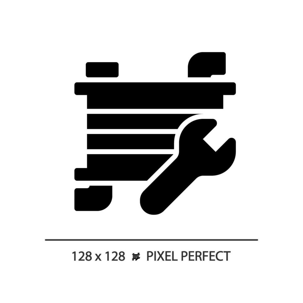 2d pixel perfeito glifo estilo carro radiador reparar ícone, isolado vetor, simples silhueta ilustração representando carro serviço e reparar. vetor
