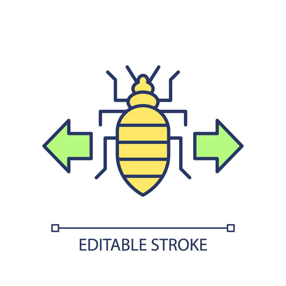 2d simples editável espalhar cama insetos ícone representando integrado pragas gerenciamento, isolado vetor, fino linha ilustração. vetor