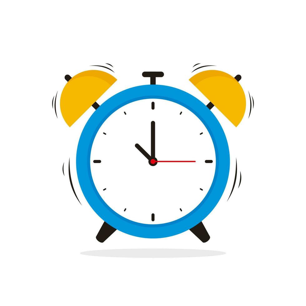 simples alarme relógio ilustração vetor projeto, plano azul amarelo alarme relógio em branco fundo