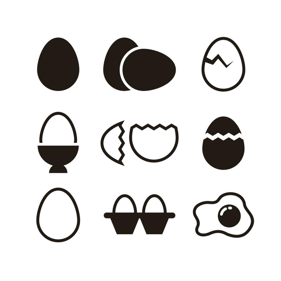 conjunto do plano ovos silhueta ilustração vetor, coleção do ovos ícone, símbolo modelo Projeto vetor