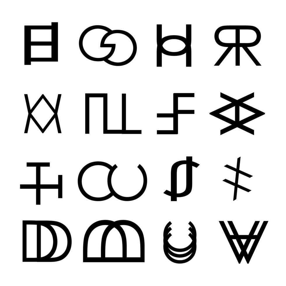 conjunto de logotipos abstratos pretos vetor