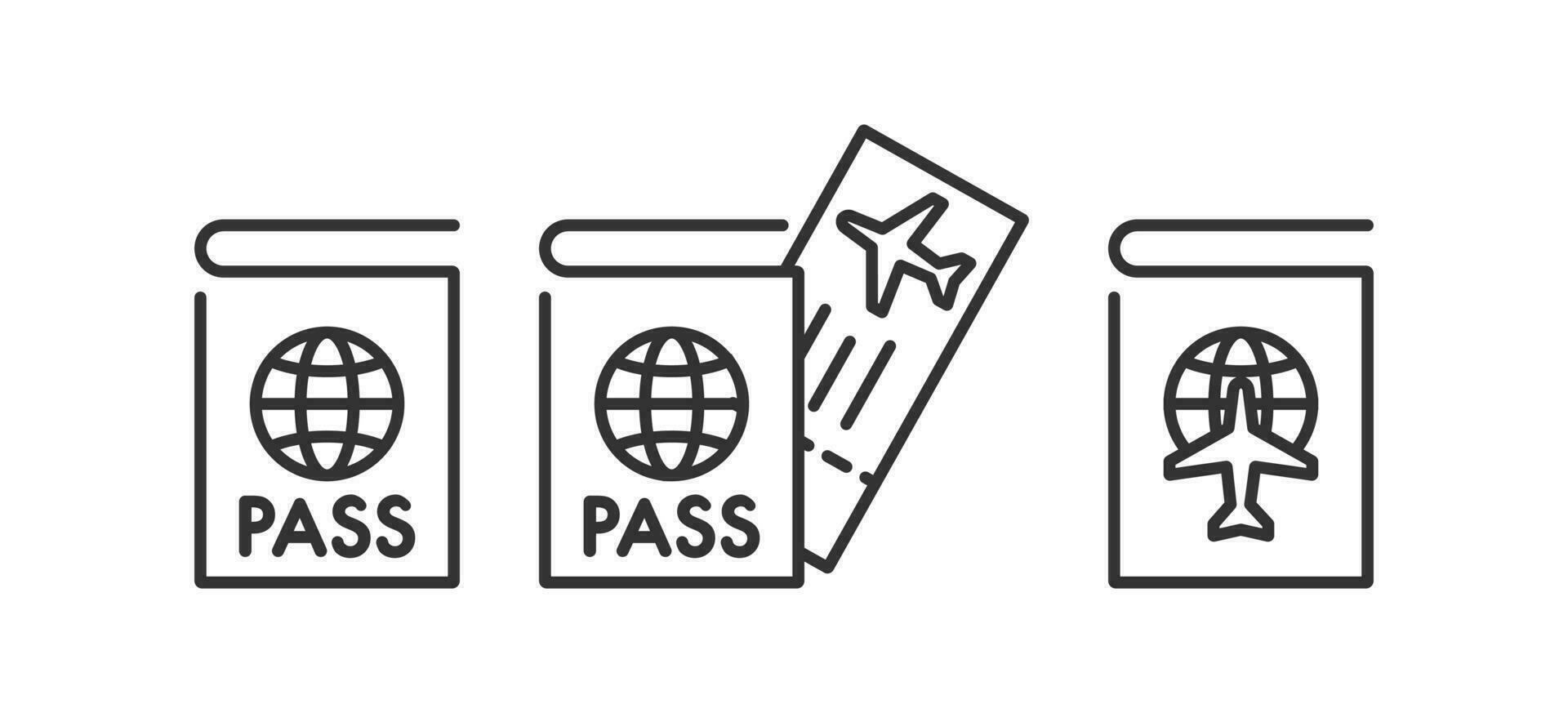 Passaporte, embarque passar ícone definir. vetor ilustração Projeto.